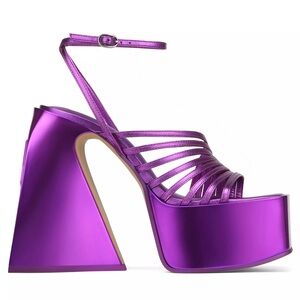 Naked Wolfe Metallic Purple Strappy Platform Sandals